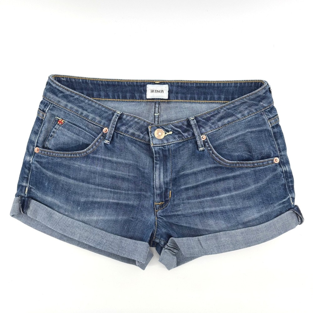 Hudson Hampton Cuffed Shorts Women 27 Blue Denim Low Rise Luxury Y2K Indie Boho